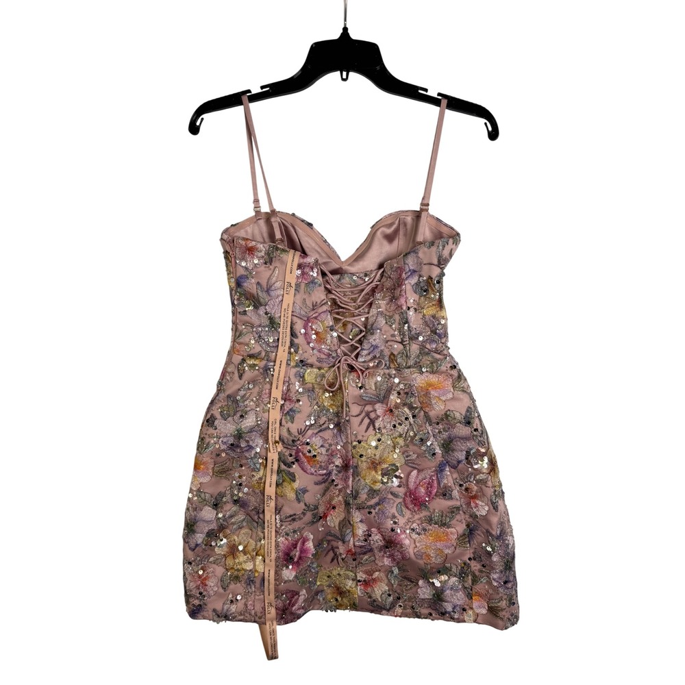 Oh Polly Floral Embroidered Sequin Corset Mini Dress & Pleated Maxi Skirt size 4 - Picture 6 of 10